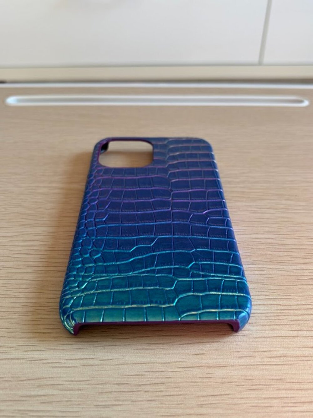 4 for $12 Iridescent Purple Blue Croc Embossed iPhone 12 Pro Max Case - Picture 3 of 8